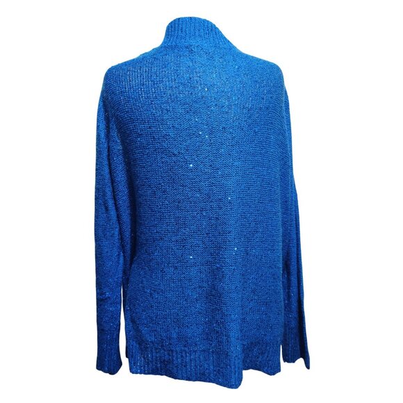 White Stag XXL 20 Womens Plus Size Sweater Blue Sequin Knit Open Front Cardigan - Picture 5 of 11